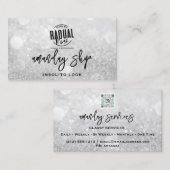 QR Code Logo Makeup Nails Silver Grey Glitter Visitekaartje (Voorkant / Achterkant)