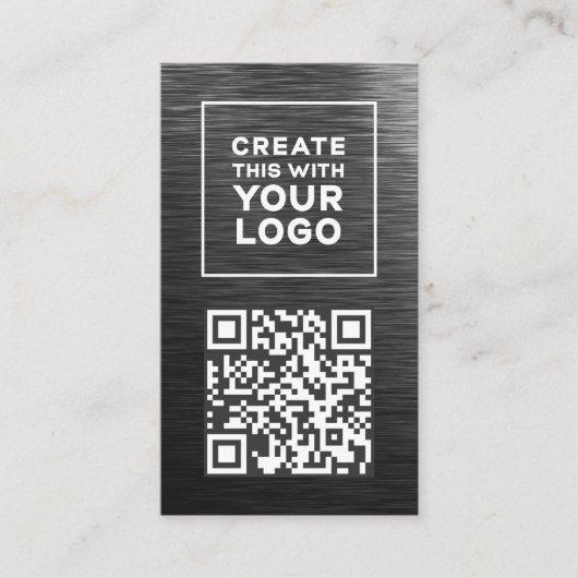 QR Code Logo Metallic look Modern Verticaal Visitekaartje (Voorkant)