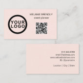 QR Code Logo Modern Minimalistisch Roze Visitekaar Visitekaartje (Voorkant / Achterkant)