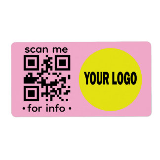QR-code logo modern roze zwart zakelijk bewerkbaar Etiket
