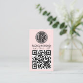 QR Code Logo Moderne Eenvoudige Blush Pink Profess Visitekaartje (Staand voorkant)