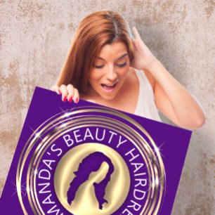 QR Code Logo Online Shop Lijst Goud Paars Vierkante Visitekaartje