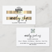 QR Code Logo Online Winkelen Gold White Modern Visitekaartje (Voorkant / Achterkant)