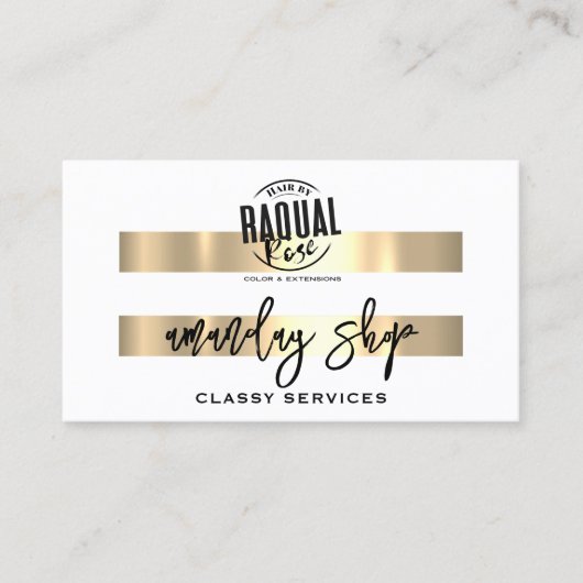 QR Code Logo Online Winkelen Gold White Modern Visitekaartje (Voorkant)