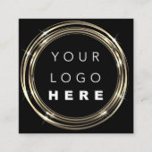 QR Code Logo Online Winkelen Lijst Gold Black Whit Vierkante Visitekaartje (Voorkant)