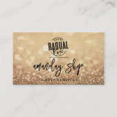 QR Code Logo Online Winkelgoud Glitter Visitekaartje (Voorkant)