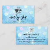 QR Code Logo Online Winkelholograaf Oceaanblauw Visitekaartje (Voorkant / Achterkant)