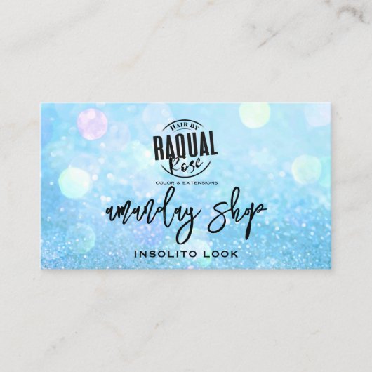 QR Code Logo Online Winkelholograaf Oceaanblauw Visitekaartje (Voorkant)