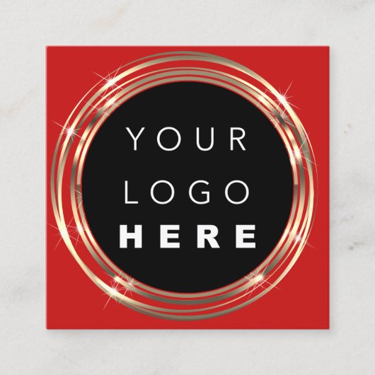 QR Code Logo Online Winkelzwart wit rood Vierkante Visitekaartje (Voorkant)