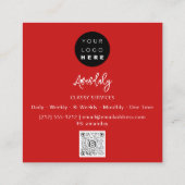 QR Code Logo Online Winkelzwart wit rood Vierkante Visitekaartje (Achterkant)