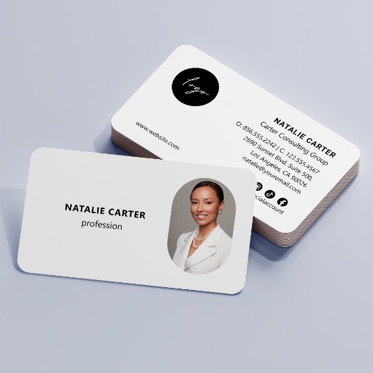 QR CODE Logo OVAAL Foto Professioneel GEWOON WIT Visitekaartje