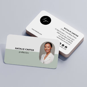 QR CODE Logo OVAL Foto Professioneel SAGE GROEN Visitekaartje