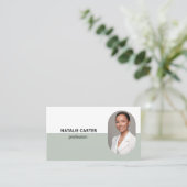 QR CODE Logo OVAL Foto Professioneel SAGE GROEN Visitekaartje (Staand voorkant)