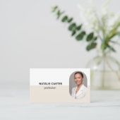 QR CODE Logo OVAL Foto Professionele IVOOR CRÈME Visitekaartje (Staand voorkant)