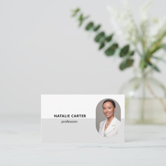 QR CODE Logo OVAL Photo Professional LICHTGRIJS Visitekaartje (Staand voorkant)