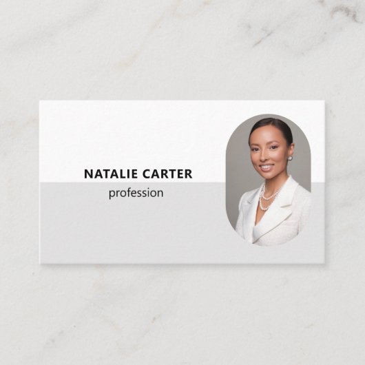 QR CODE Logo OVAL Photo Professional LICHTGRIJS Visitekaartje (Voorkant)