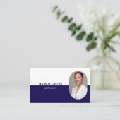 QR CODE Logo OVAL Photo Professional NAVY BLUE Visitekaartje (Staand voorkant)