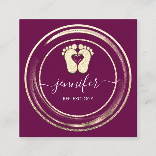 QR Code Logo Reflexology Foot Massage Feet Berry Vierkante Visitekaartje (Voorkant)