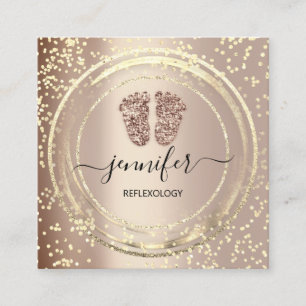 QR Code Logo Reflexology Massage Feet Roos Blush Vierkante Visitekaartje