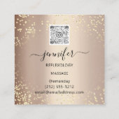 QR Code Logo Reflexology Massage Feet Roos Blush Vierkante Visitekaartje (Achterkant)