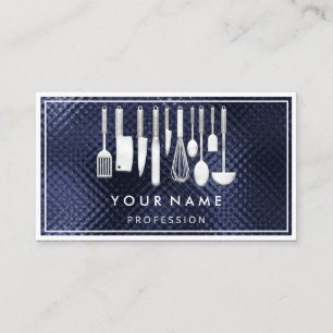 QR CODE Logo Restaurant Koken Diet Chef Navy Visitekaartje