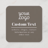 QR code & Logo Retro-Modern Beige & Grijs Vierkante Visitekaartje (Voorkant)