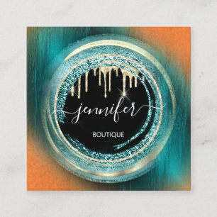 QR-code Logo Shop Black Gold Drivers Oranje Blauwg Vierkante Visitekaartje