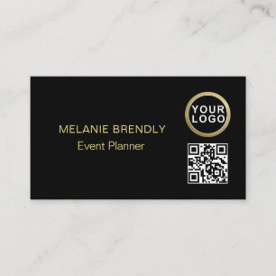 QR-code Logo Simple Black Gold Visitekaartje