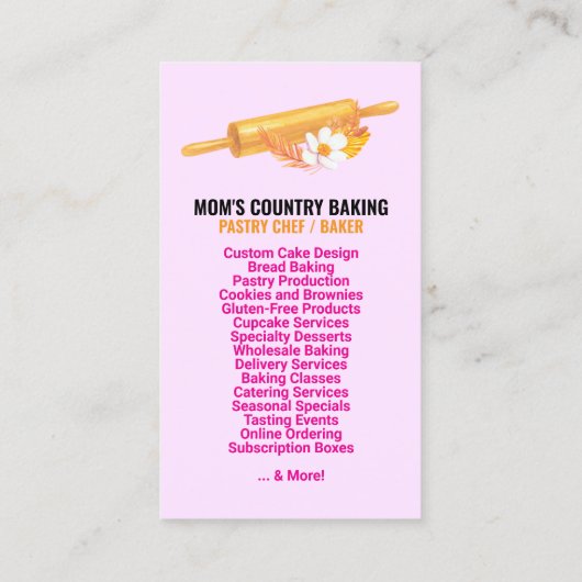 QR Code, Logo & Slogan (Handmade Chef) Cake Bakery Visitekaartje (Achterkant)