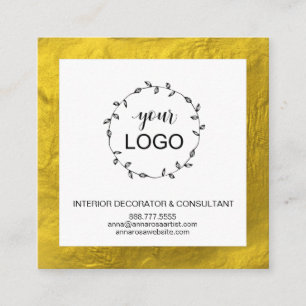 *~* QR Code LOGO - Sociale media pictogrammen Gold Vierkante Visitekaartje