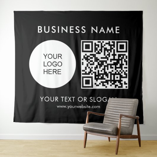 QR Code Logo Tekst Seminar Party Event Business Wandkleed (In Situ (horizontaal))