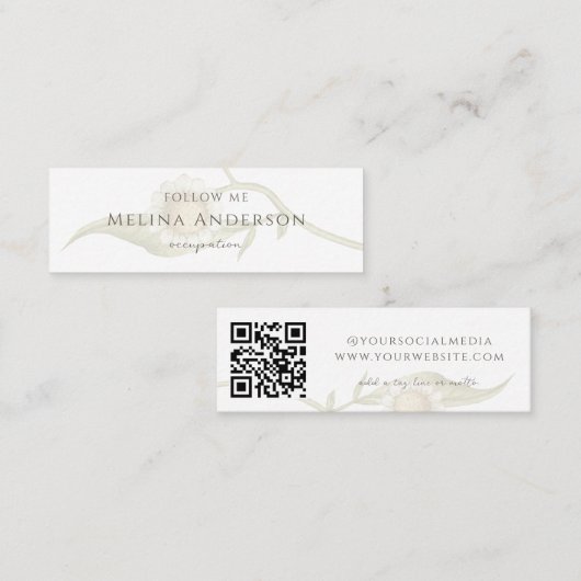 QR Code Logo Wilde bloem Daisy Social Media Mini Visitekaartje (Voorkant / Achterkant)