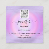 QR-code Logo Winkelroze blauwe goudschijven Confet Vierkante Visitekaartje (Achterkant)