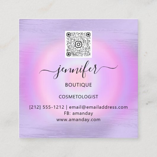 QR-code Logo Winkelroze blauwe goudschijven Confet Vierkante Visitekaartje (Achterkant)