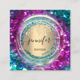 QR-code Logo Winkelroze goudschijven Confetti Vierkante Visitekaartje