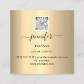 QR-code Logo Winkelroze goudschijven Confetti Vierkante Visitekaartje (Achterkant)