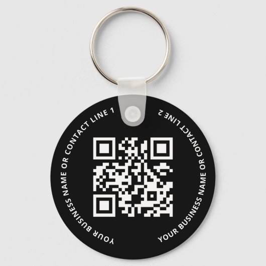 QR Code Logo Zakelijk Zwart Sleutelhanger (Voorkant)