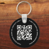 QR Code Logo Zakelijk Zwart Sleutelhanger (Voorkant)