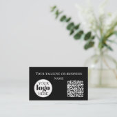 QR Code Logo Zwart Eenvoudig Visitekaartje (Staand voorkant)