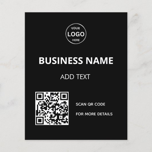QR Code Logo Zwart Modern Flyer (Voorkant)