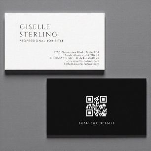 QR Code Luxe Minimalistische Professionele Zwart W Visitekaartje