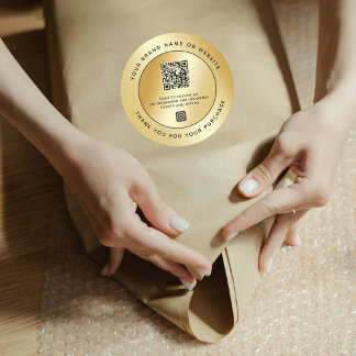 QR Code Luxury Gold Metallic Bedankt Instagram Ronde Sticker