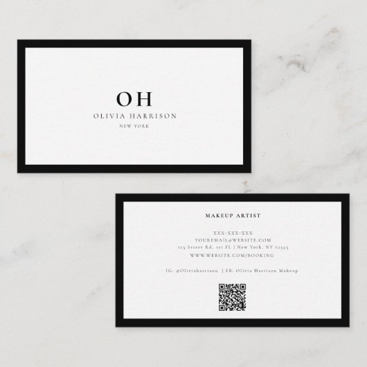 QR-code Luxury Minimalistisch Visitekaartje (Voorkant / Achterkant)