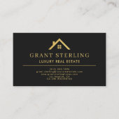 QR Code Luxury Real Estate Agent Black Gold Visitekaartje (Voorkant)