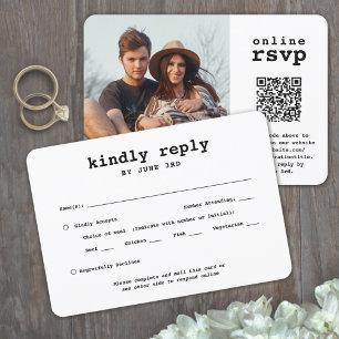 QR-code & maaltijd opties Huwelijksfoto Schrijfmac RSVP Kaartje