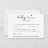 QR-code & maaltijd opties trendy moderne script fo RSVP Kaartje (Voorkant)