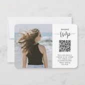 QR-code & maaltijdopties Trendy modern schrift fot RSVP Kaartje (Achterkant)