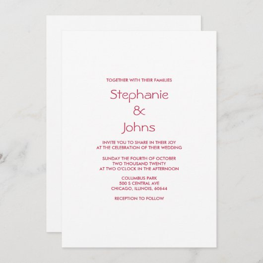 QR Code Magenta Minimale Heldere Kleurrijke Huweli Kaart (Voorkant / Achterkant)