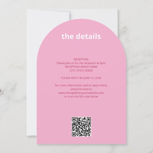 QR Code Magenta rose tout en un Faire-part de mari (Dos)