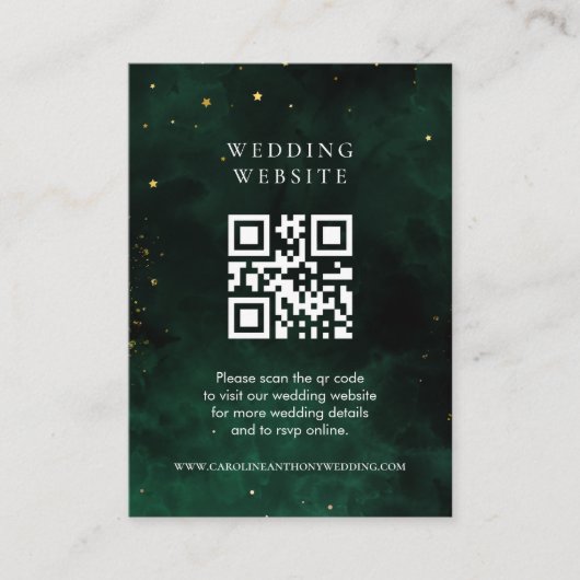 QR Code Magisch Donker Smaragd Groen Informatiekaartje (Voorkant)